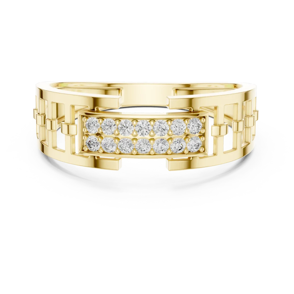 Architectural Round Cut Pavé-Set Geometric Band - Image 2