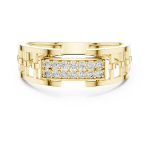 Architectural Round Cut Pavé-Set Geometric Band - Image 2
