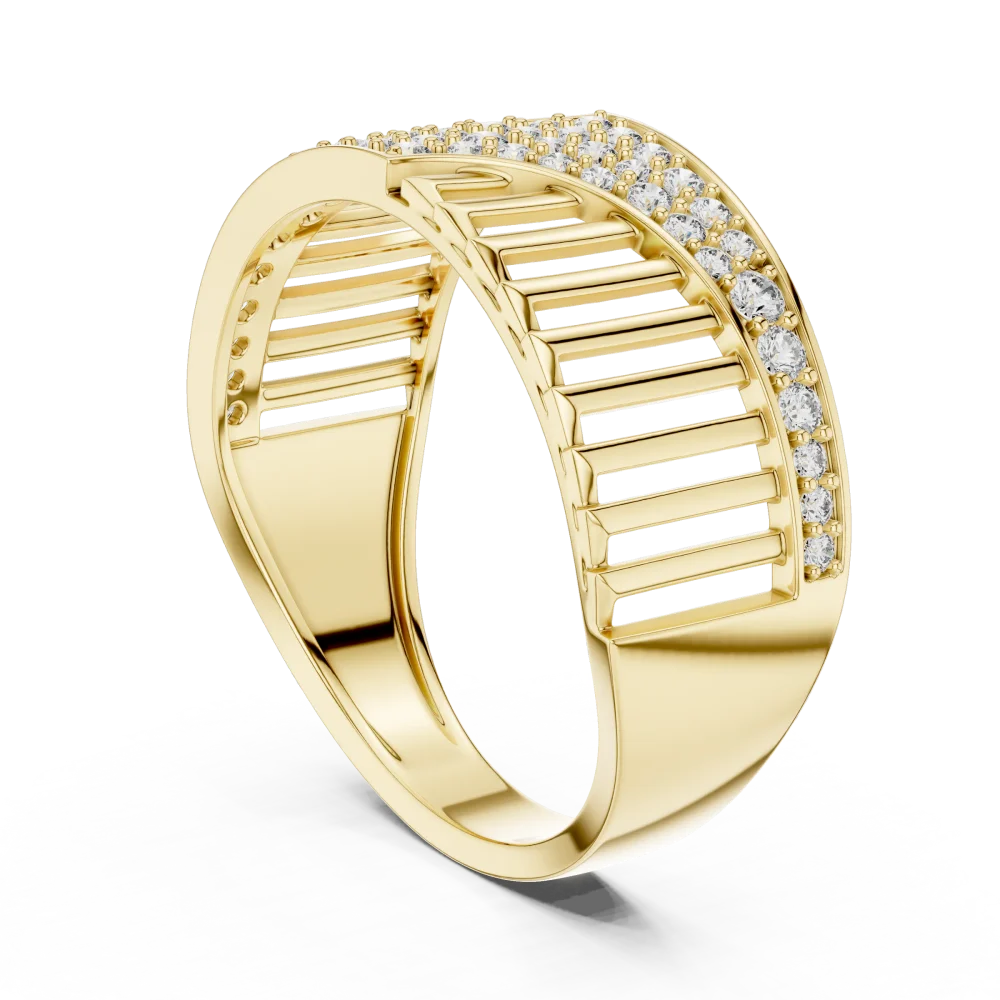 Geometric Round Pavé-Set Architectural Statement Band - Image 3