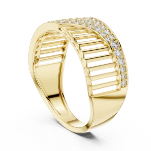 Geometric Round Pavé-Set Architectural Statement Band - Image 3