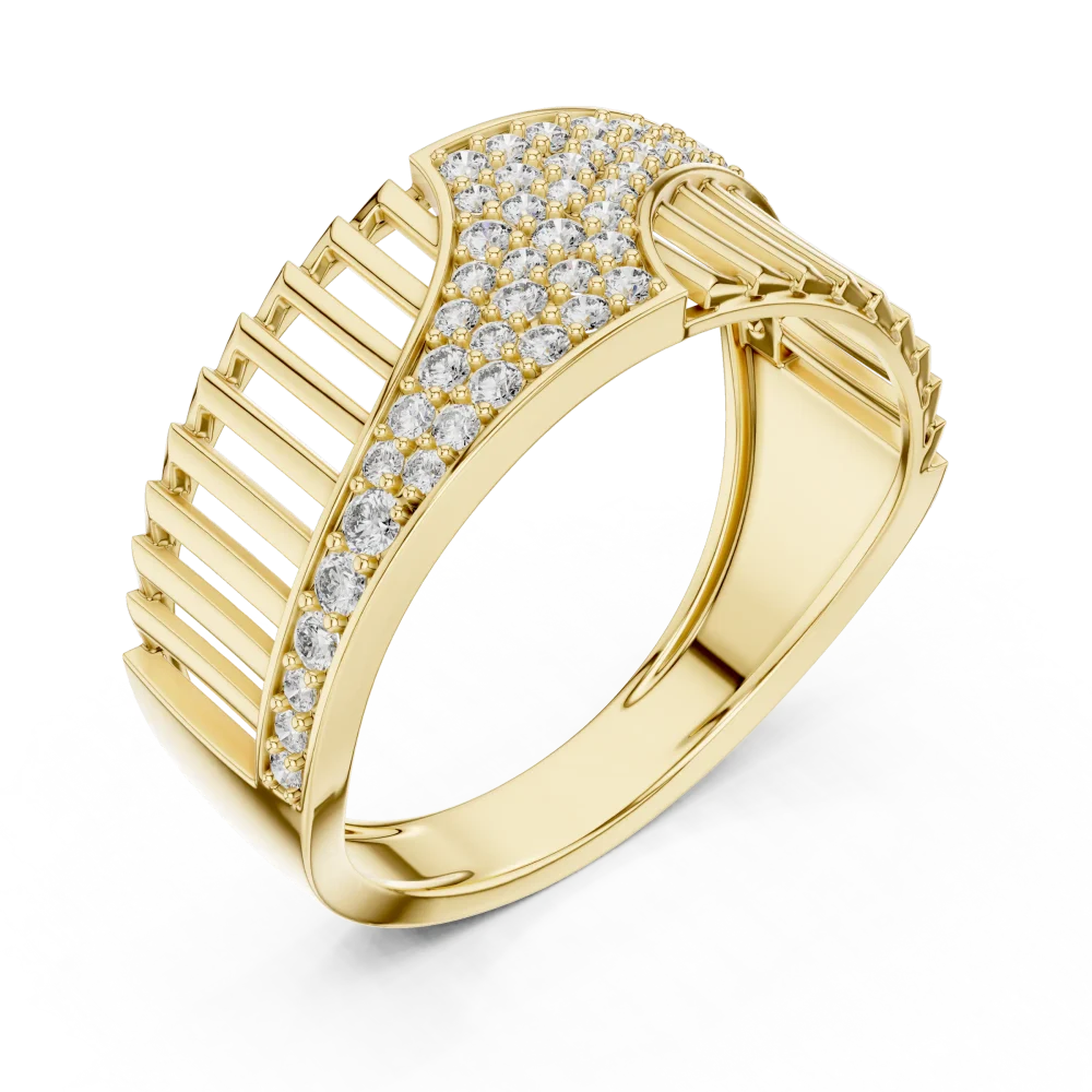 Discover the geometric elegance of this architectural band. Featuring brilliant DIAMEUR diamonds in a modern pavé setting, shop this luxury today.