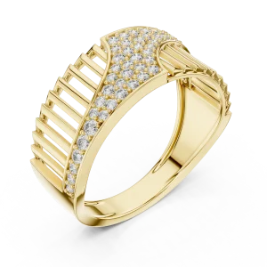 Geometric Round Pavé-Set Architectural Statement Band