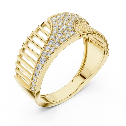 Geometric Round Pavé-Set Architectural Statement Band