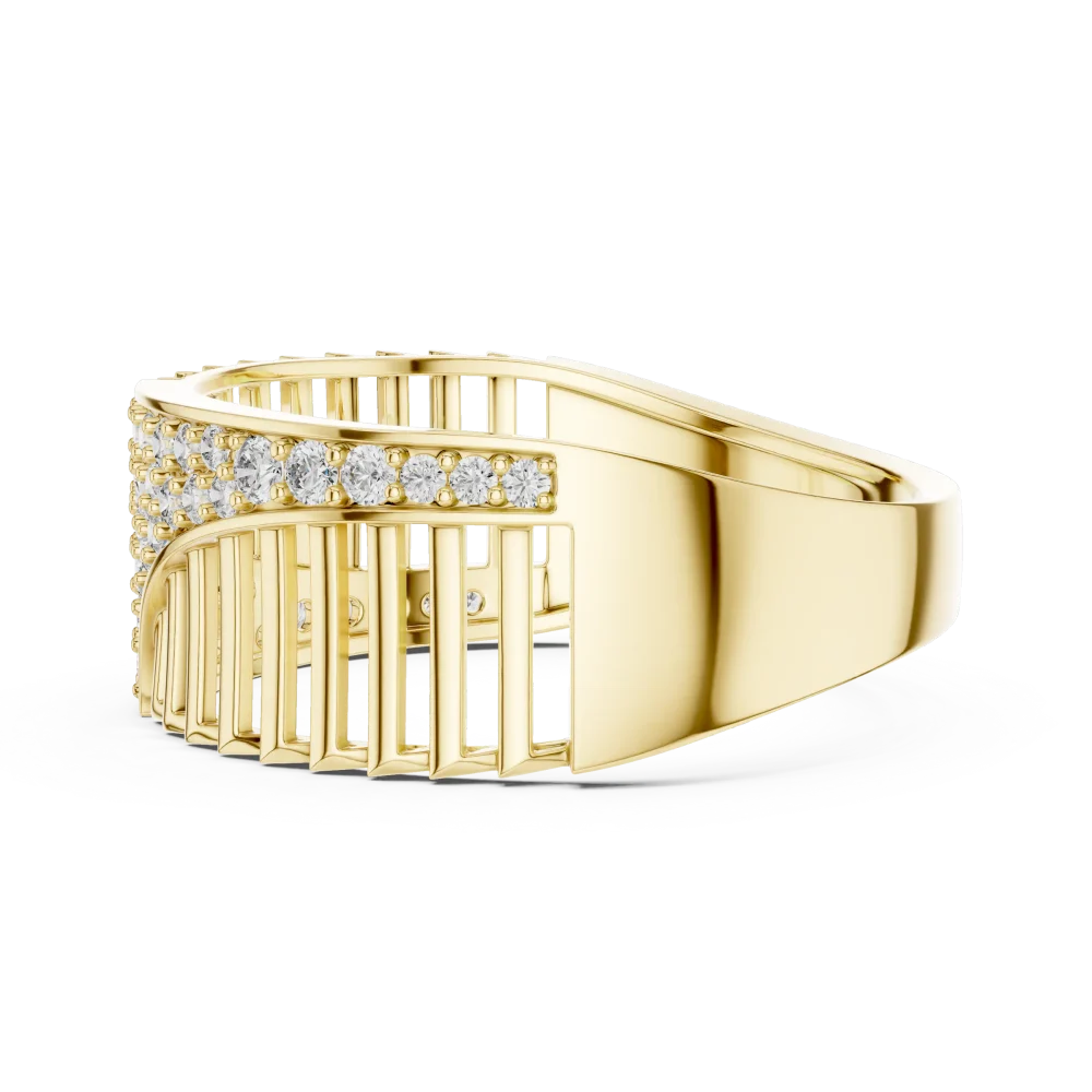 Geometric Round Pavé-Set Architectural Statement Band - Image 4