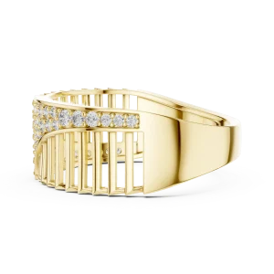 Geometric Round Pavé-Set Architectural Statement Band - Image 4