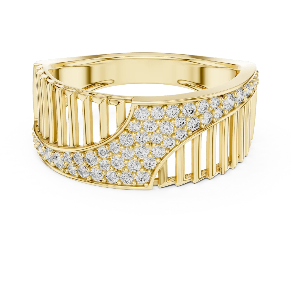 Geometric Round Pavé-Set Architectural Statement Band - Image 2