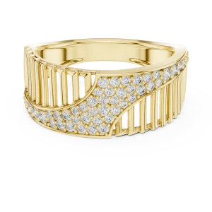 Geometric Round Pavé-Set Architectural Statement Band - Image 2