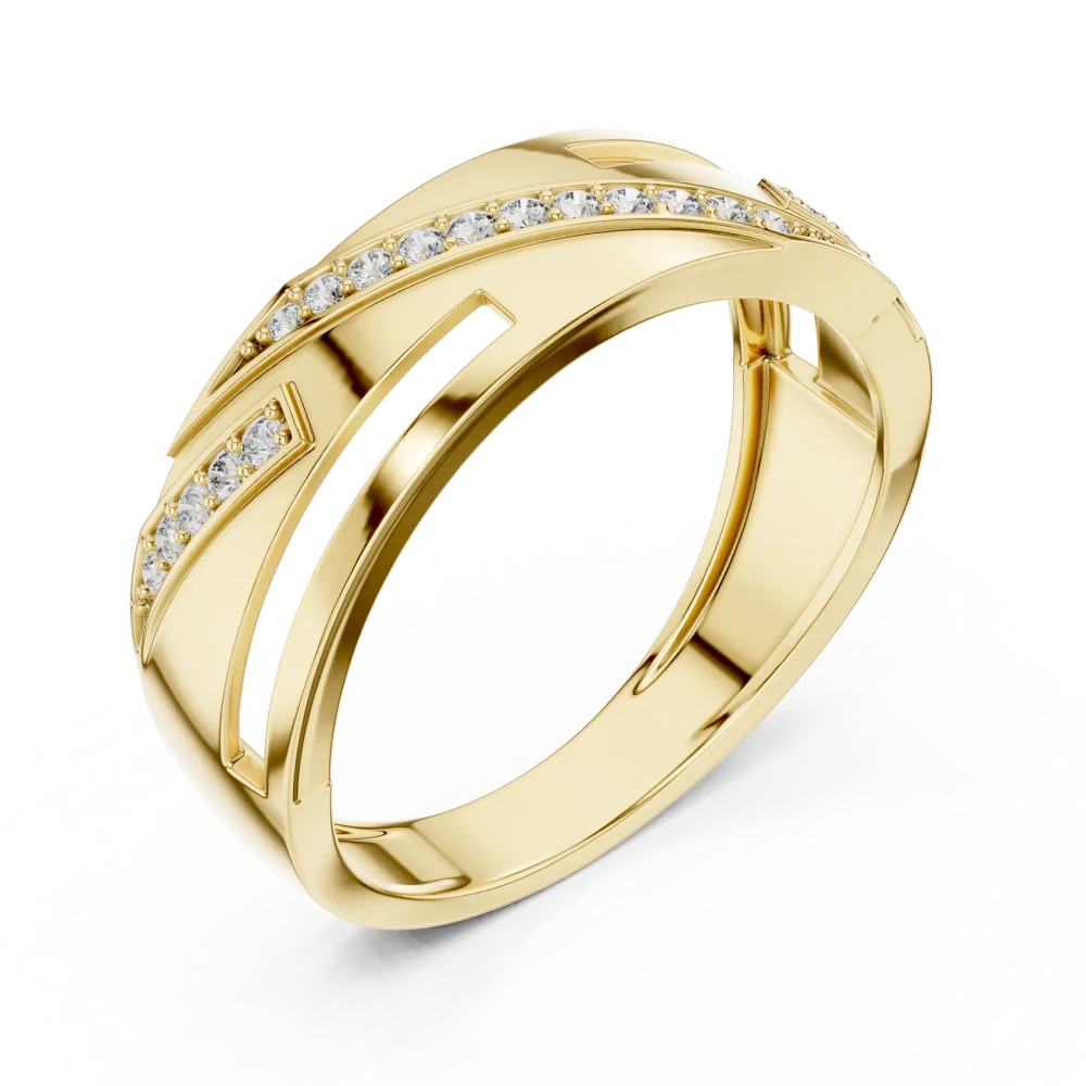 Discover our architectural band, featuring brilliant-cut DIAMEUR lab-grown diamonds in a sleek, pavé-set design. Shop this modern luxury essential.