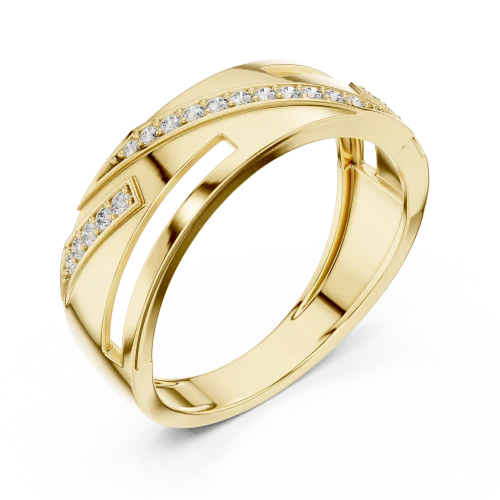 Linear Round Brilliant Pavé-Set Architectural Band