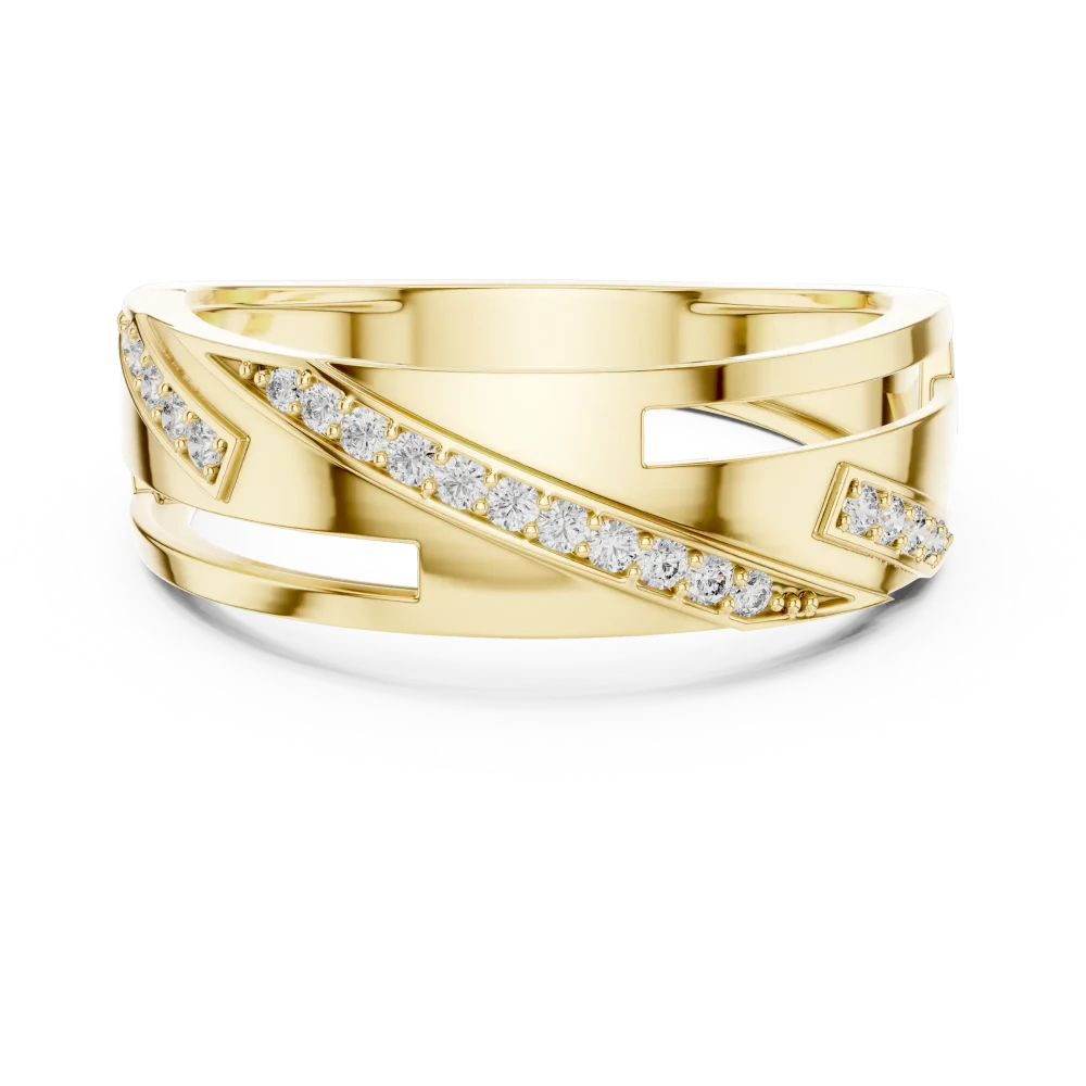 Linear Round Brilliant Pavé-Set Architectural Band - Image 2