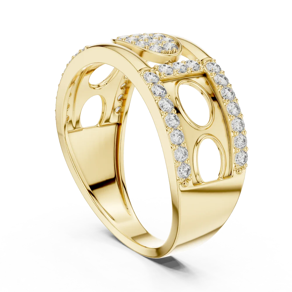 Geometric Silhouette Round Brilliant Pavé-Set Statement Band - Image 3