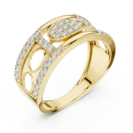 Geometric Silhouette Round Brilliant Pavé-Set Statement Band