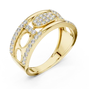 Geometric Silhouette Round Brilliant Pavé-Set Statement Band