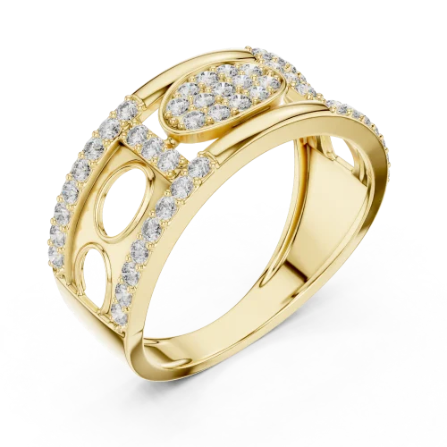 Geometric Silhouette Round Brilliant Pavé-Set Statement Band