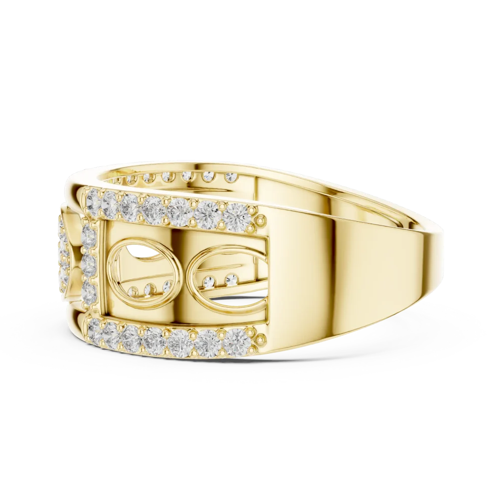 Geometric Silhouette Round Brilliant Pavé-Set Statement Band - Image 4