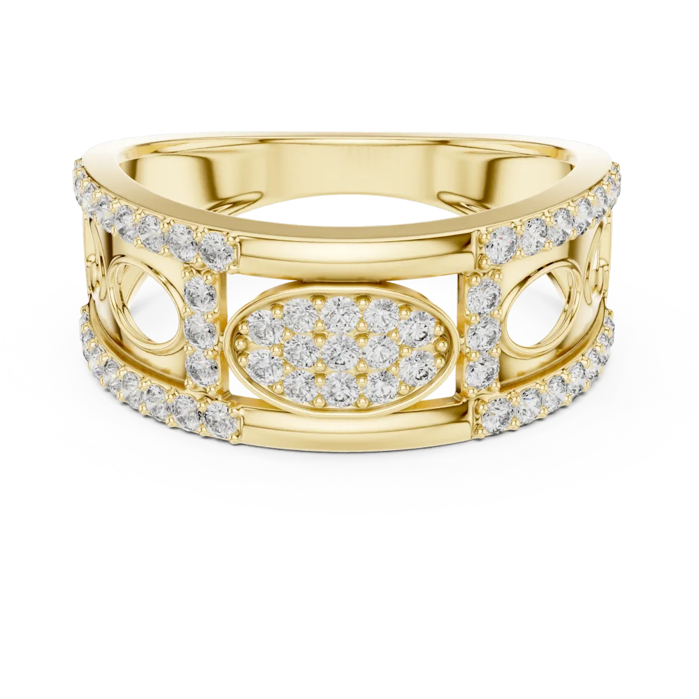 Geometric Silhouette Round Brilliant Pavé-Set Statement Band - Image 2