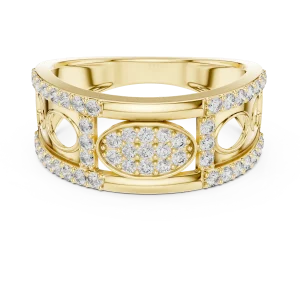Geometric Silhouette Round Brilliant Pavé-Set Statement Band - Image 2
