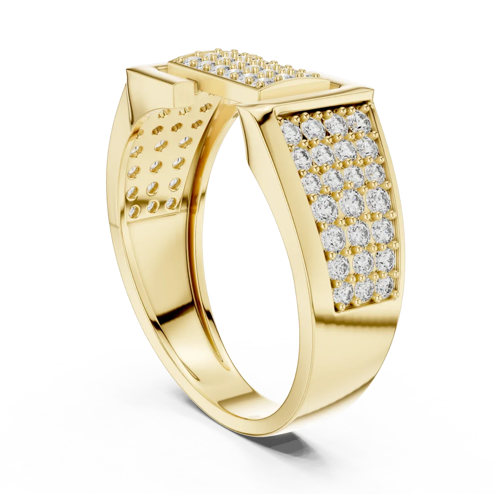 Architectural Geometric Pavé-Set Round Brilliant Band - Image 3