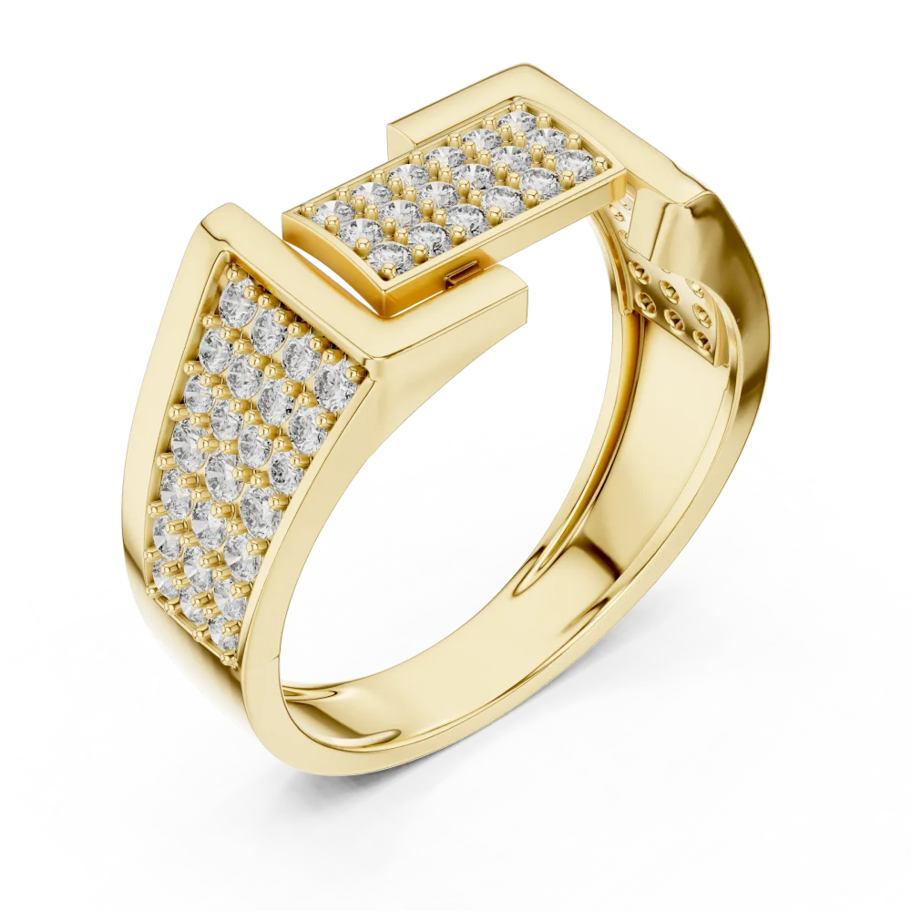Discover the bold elegance of this architectural round brilliant band. Adorned with radiant DIAMEUR lab-grown diamonds, shop this modern classic.