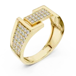 Architectural Geometric Pavé-Set Round Brilliant Band