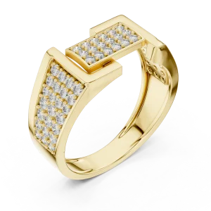 Architectural Geometric Pavé-Set Round Brilliant Band