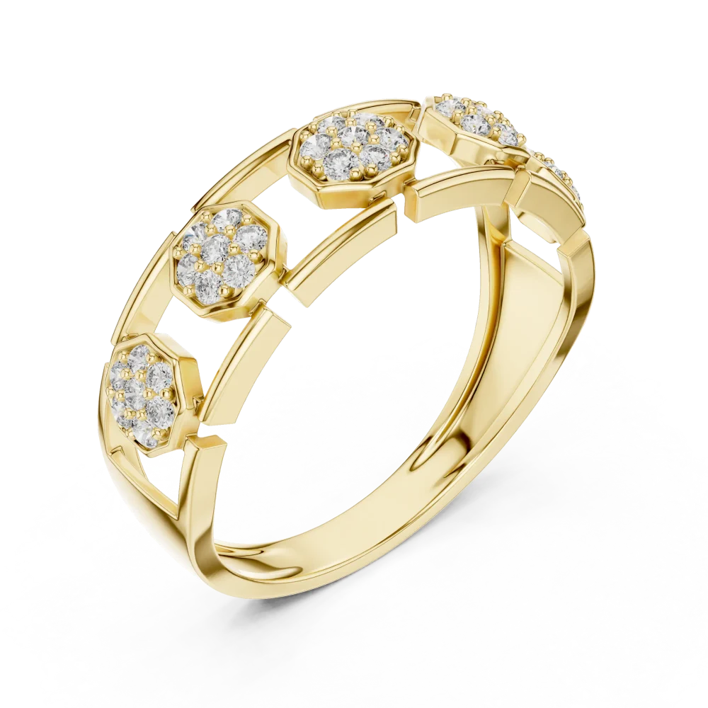 Discover the geometric allure of this handcrafted DIAMEUR lab-grown diamond band. Elegant, modern, and brilliantly pavé-set. Elevate your style today.