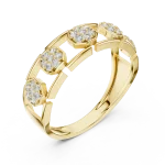 Geometric Hexagon Frame Round Cut Pavé-Set Band Ring