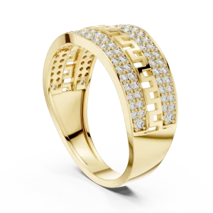 Symmetry Geometric Pavé-Set Round Brilliant Cut Band - Image 3
