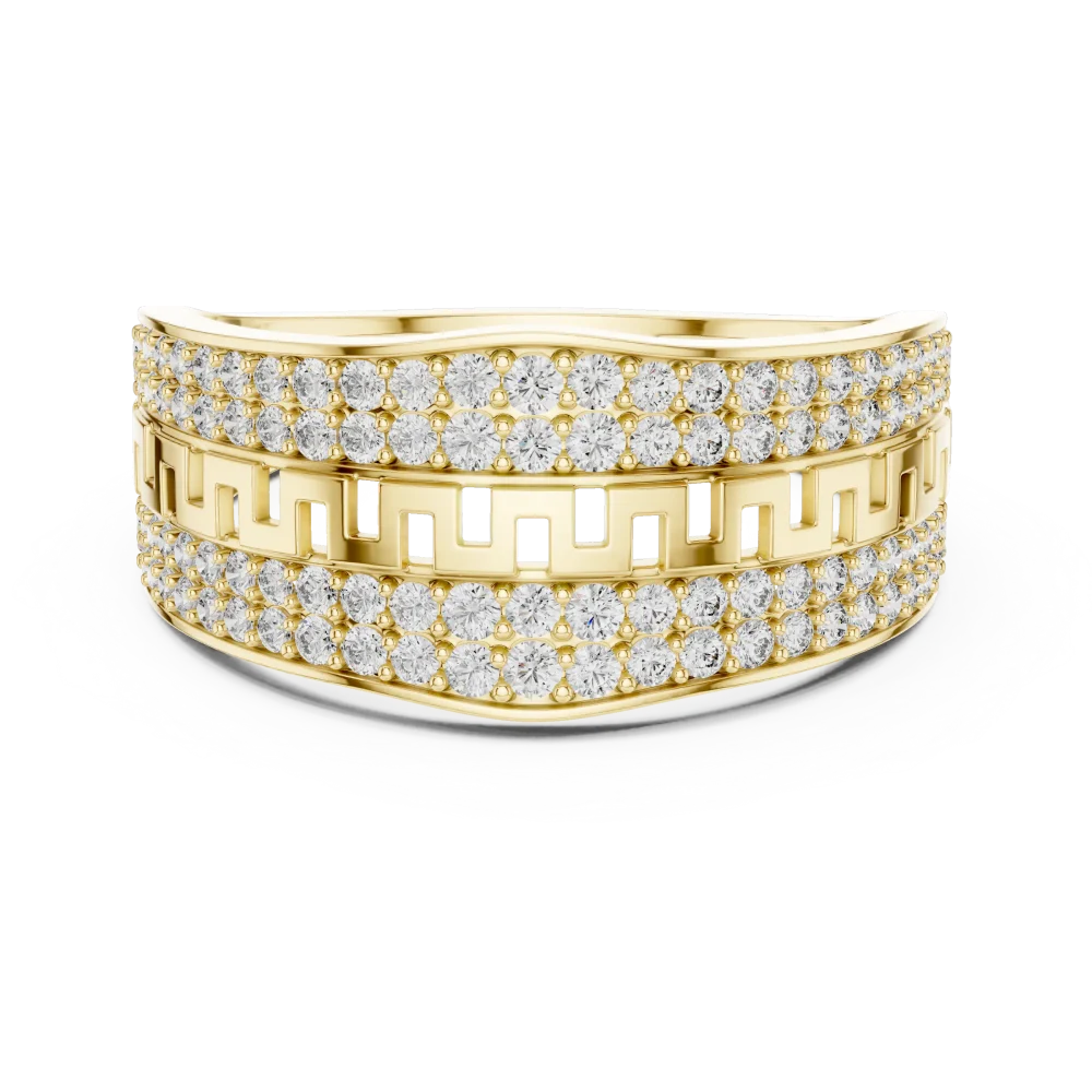 Symmetry Geometric Pavé-Set Round Brilliant Cut Band - Image 2