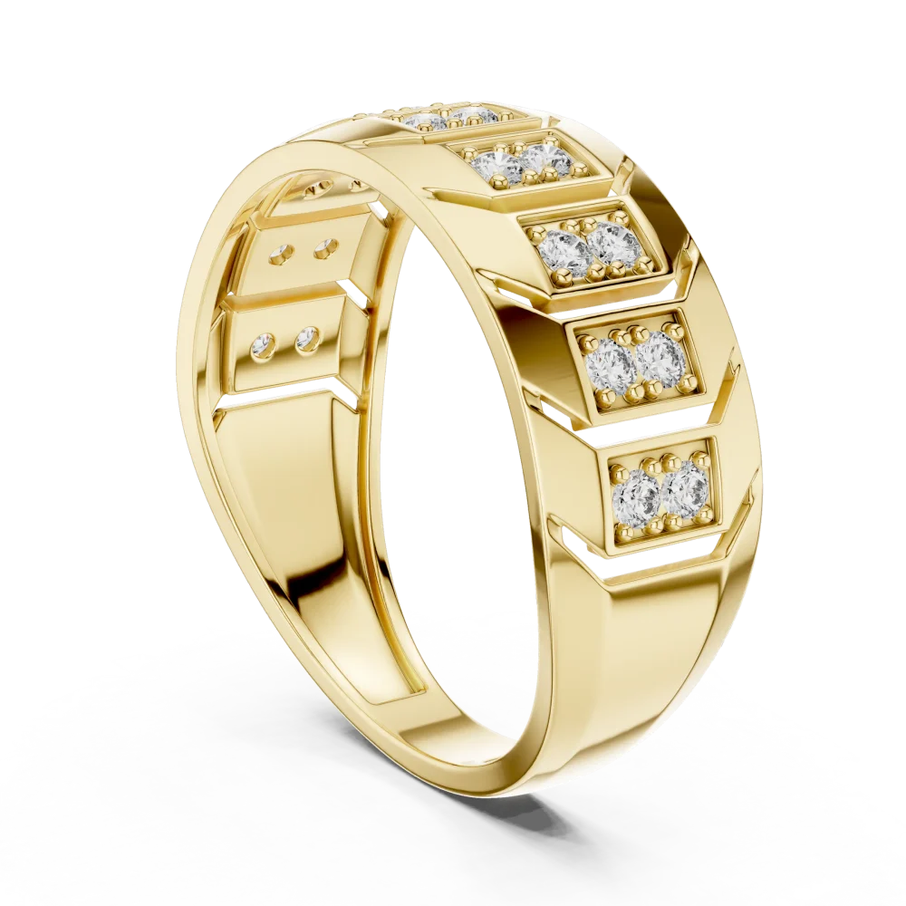 Geometric Symmetry Round Cut Pavé-Set Architectural Band - Image 3