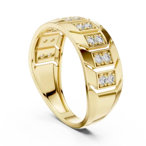 Geometric Symmetry Round Cut Pavé-Set Architectural Band - Image 3