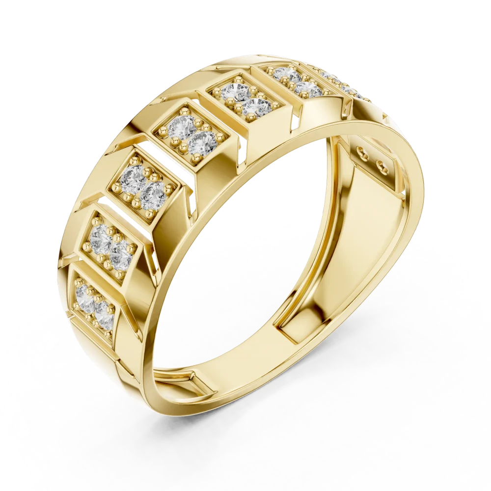 Discover the bold elegance of this architectural band. Featuring sparkling DIAMEUR diamonds in a modern geometric setting, shop this luxury piece now.