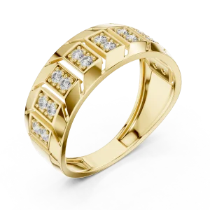 Geometric Symmetry Round Cut Pavé-Set Architectural Band