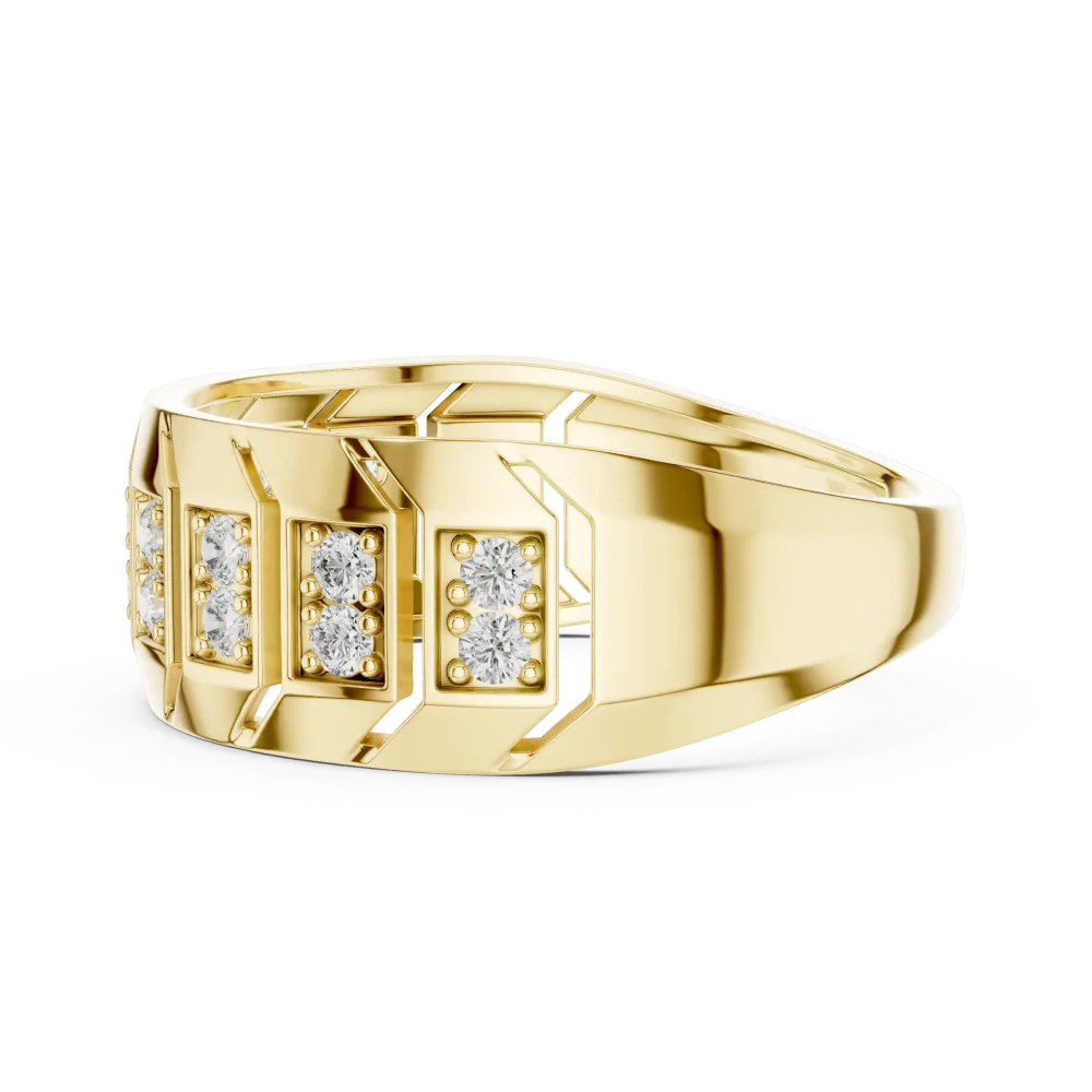 Geometric Symmetry Round Cut Pavé-Set Architectural Band - Image 4