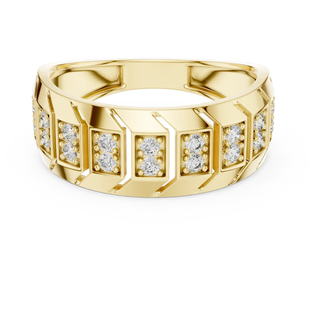 Geometric Symmetry Round Cut Pavé-Set Architectural Band - Image 2