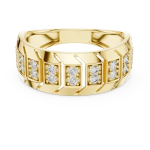 Geometric Symmetry Round Cut Pavé-Set Architectural Band - Image 2