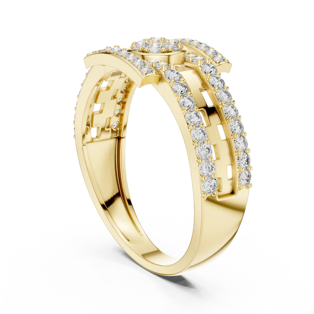 Architectural Symmetry Round Pavé-Set Statement Band Ring - Image 3