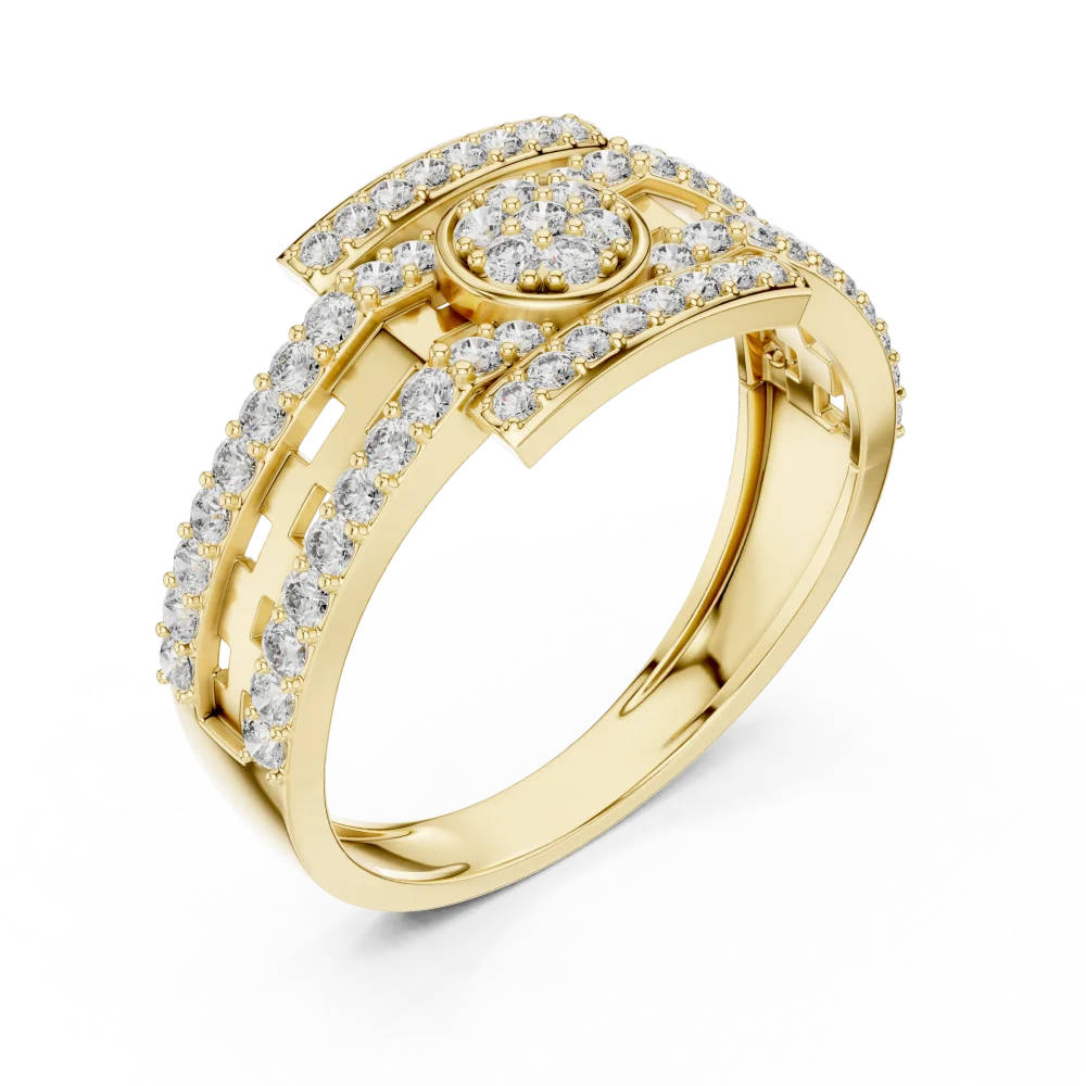 Discover the bold elegance of this architectural band ring, featuring shimmering DIAMEUR lab-grown diamonds. Elevate your style and shop today!