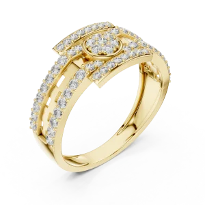 Architectural Symmetry Round Pavé-Set Statement Band Ring