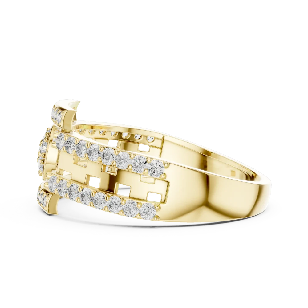 Architectural Symmetry Round Pavé-Set Statement Band Ring - Image 4