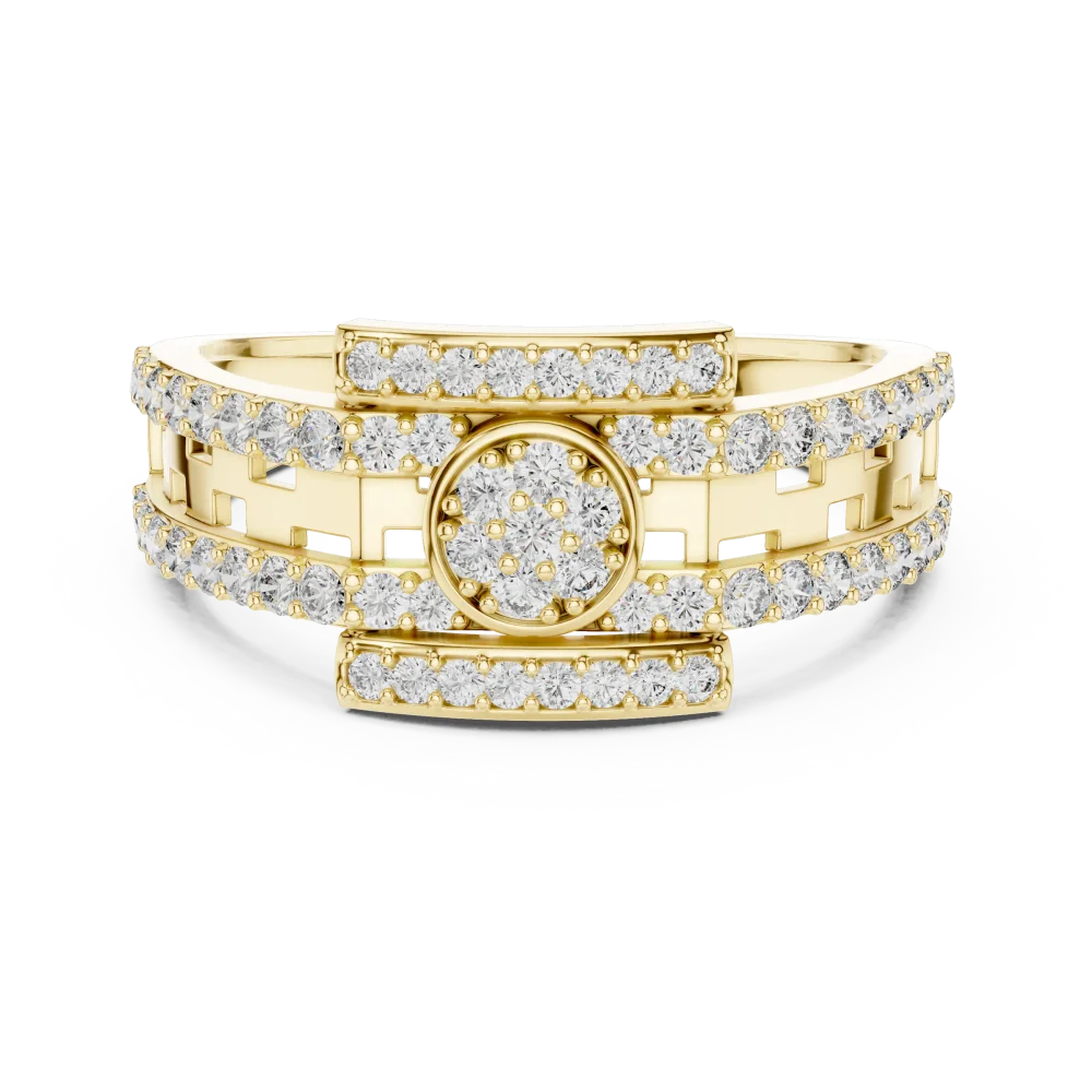 Architectural Symmetry Round Pavé-Set Statement Band Ring - Image 2