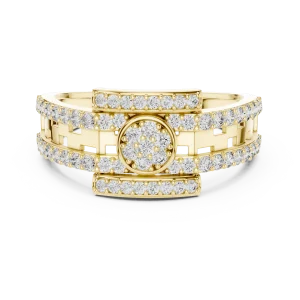Architectural Symmetry Round Pavé-Set Statement Band Ring - Image 2