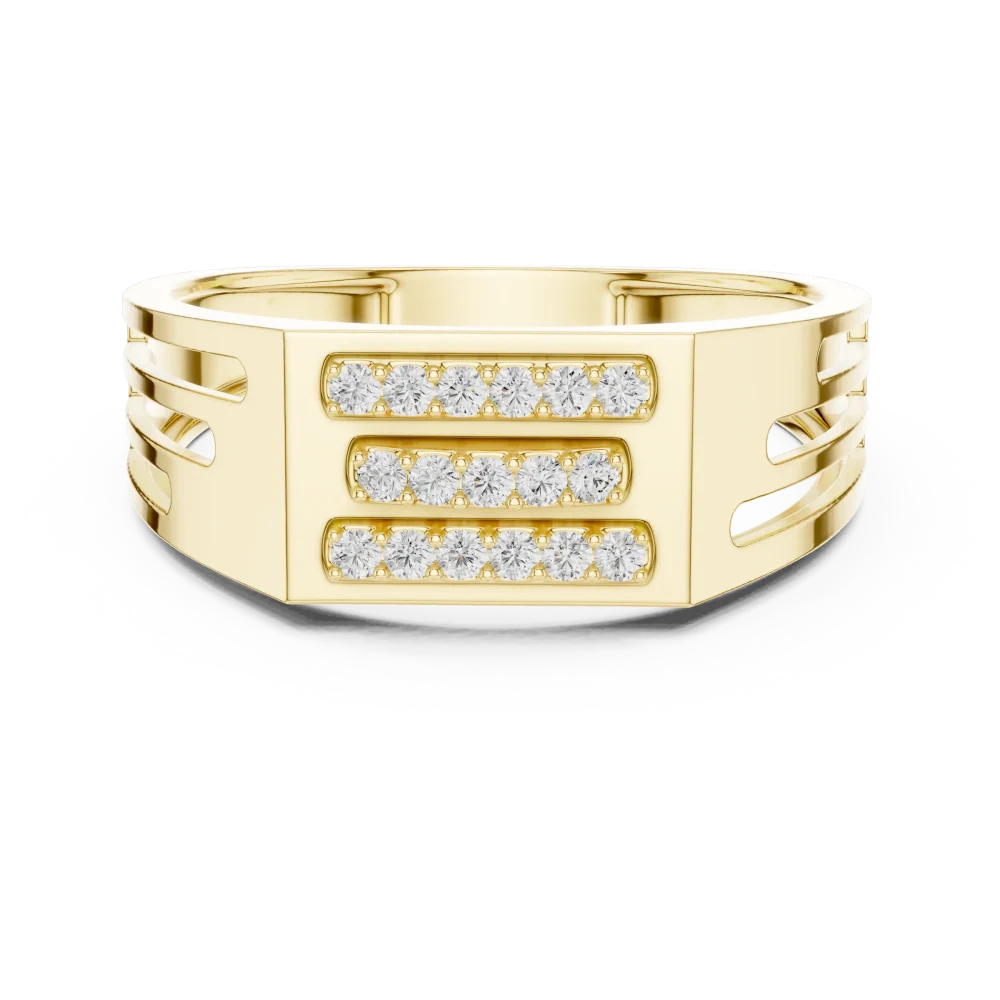 Symmetry Linear Round Brilliant Multi-Row Statement Band - Image 2