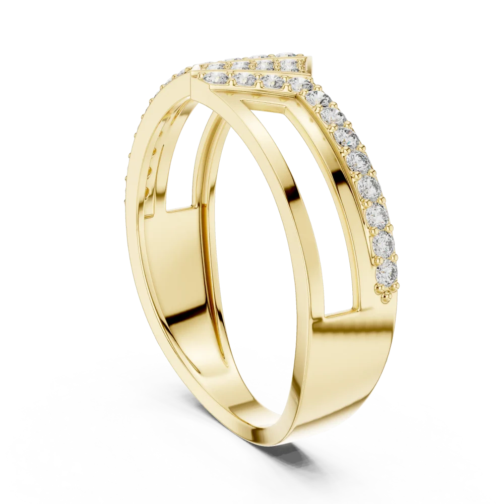 Symmetry Architectural Pavé-Set Round Cut Statement Ring - Image 3