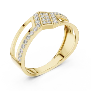 Symmetry Architectural Pavé-Set Round Cut Statement Ring