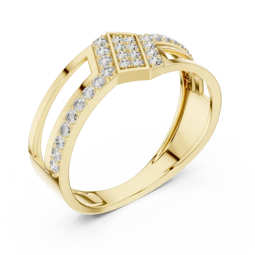 Symmetry Architectural Pavé-Set Round Cut Statement Ring