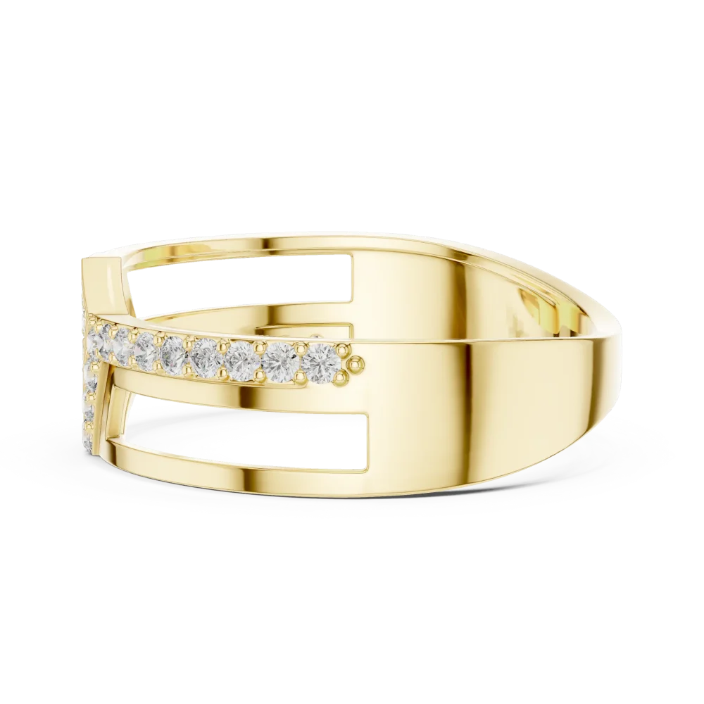 Symmetry Architectural Pavé-Set Round Cut Statement Ring - Image 4