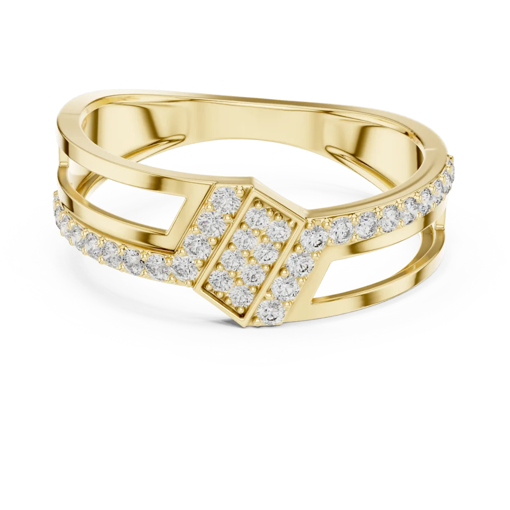 Symmetry Architectural Pavé-Set Round Cut Statement Ring - Image 2