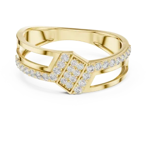 Symmetry Architectural Pavé-Set Round Cut Statement Ring - Image 2