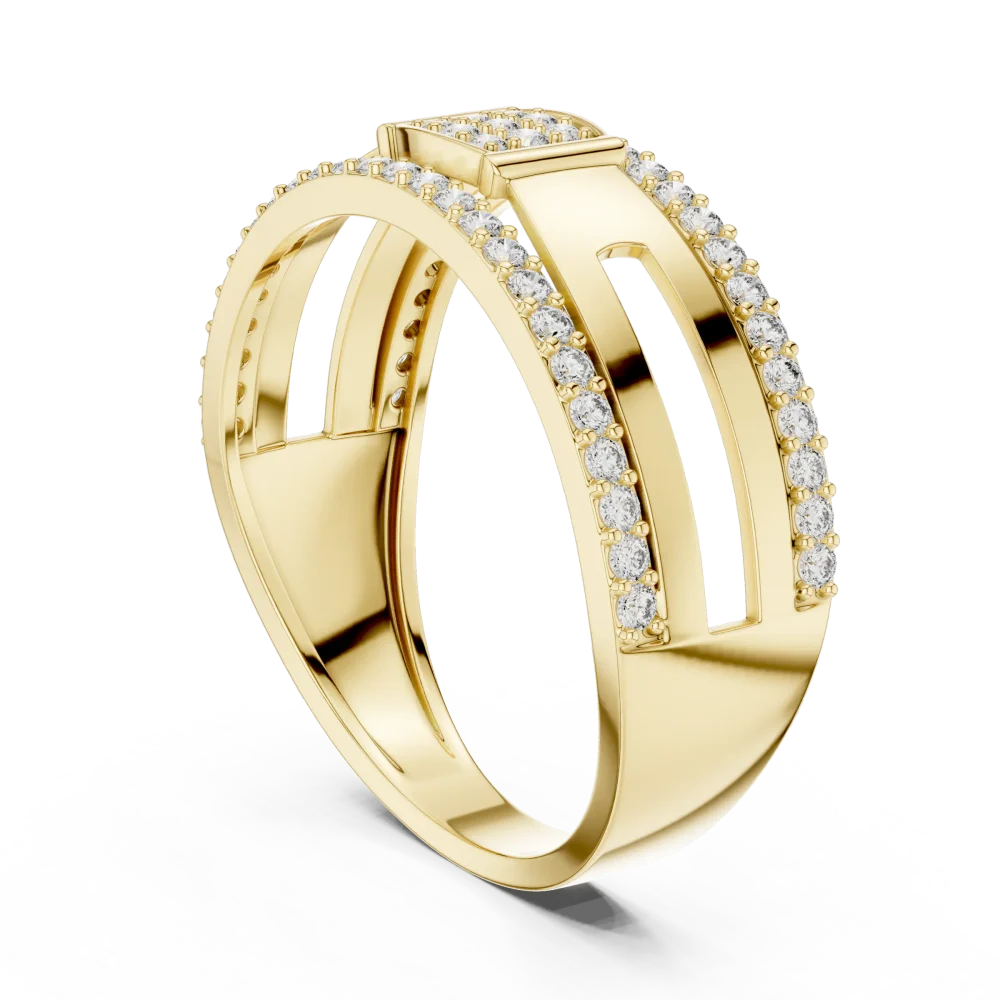 Geometric Silhouette Round Brilliant Pavé-Set Statement Band - Image 3